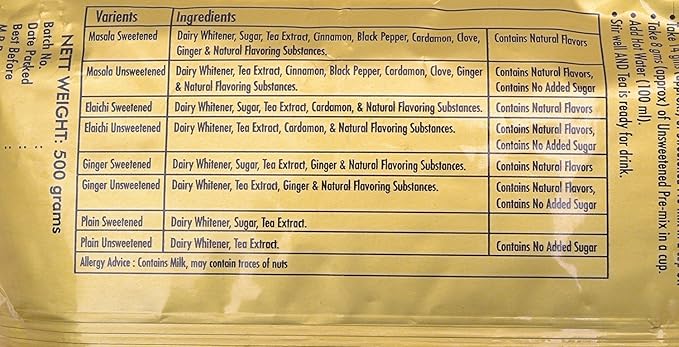 Geebees Chai Gold Instant Premix Masala Tea Low Sugar, 500gms - Image 4