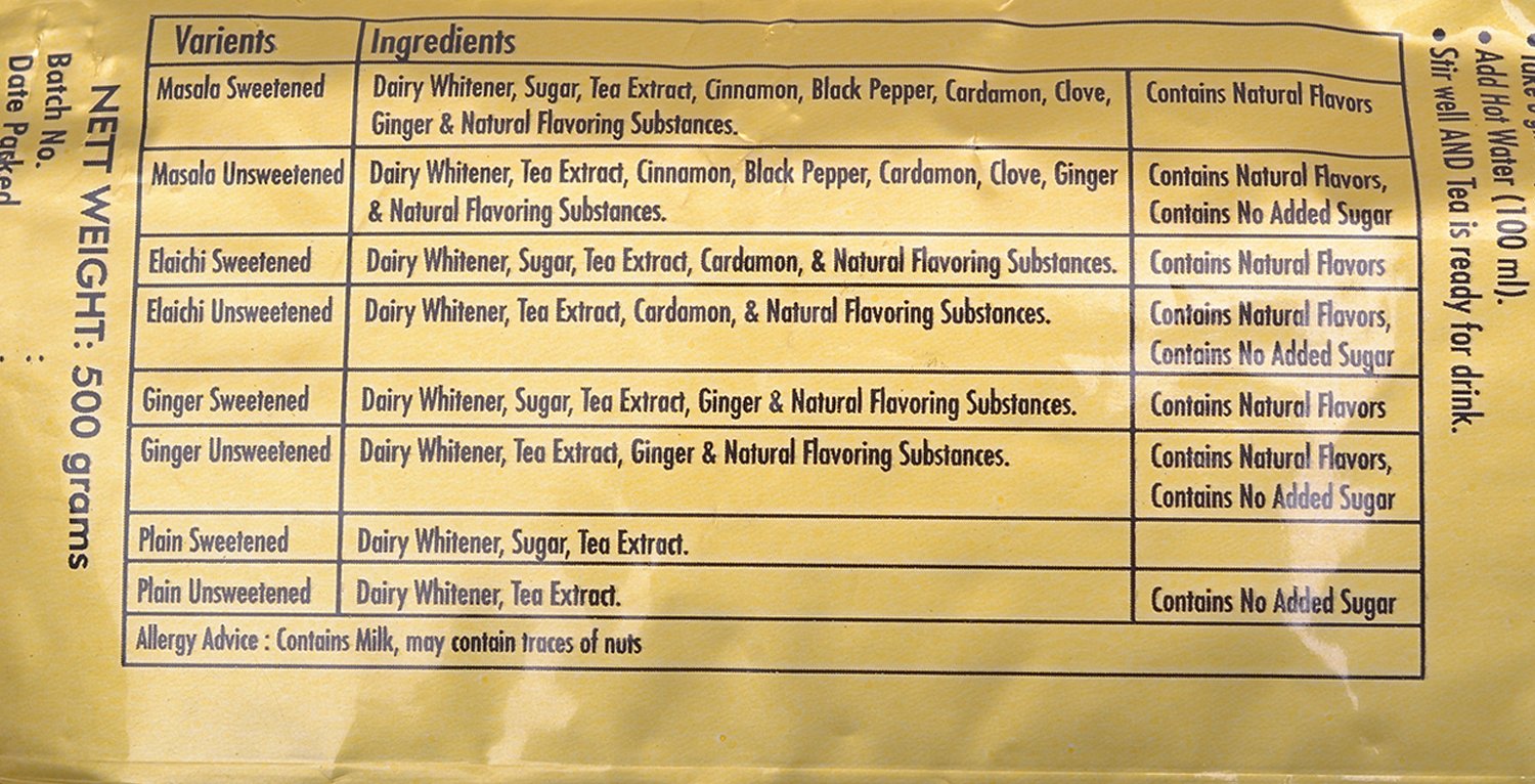 GeeBees Chai Gold Instant Premix Plain Tea Low Sugar, 500gms - Image 4